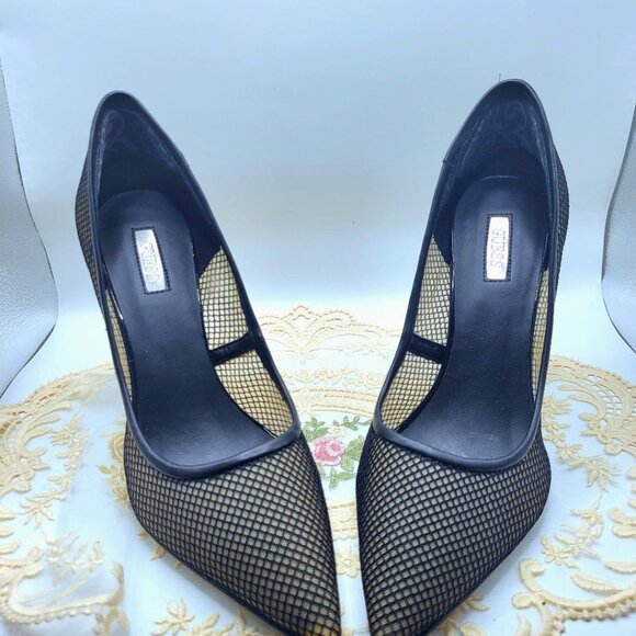 Guess 9.5M Black Mesh Stiletto High Heels - Picture 1 of 6